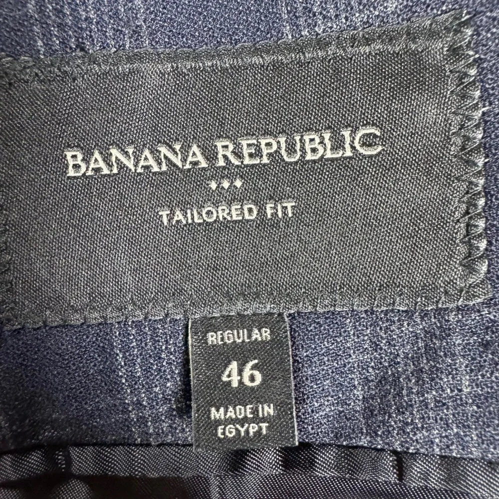 Banana Republic Suit Men 46R 36x32 Blue Plaid New Wool Blend Tailored Fit 2pc